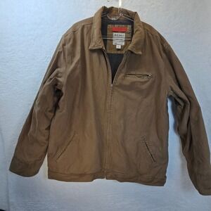 Y2K Old Navy Mens‎ XL Brown Canvas Work Utility Jacket Fleece Lined Rugged Chore
